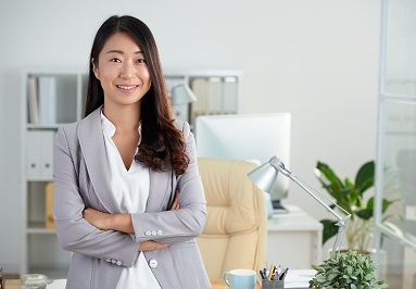 Cheerful Korean business lady